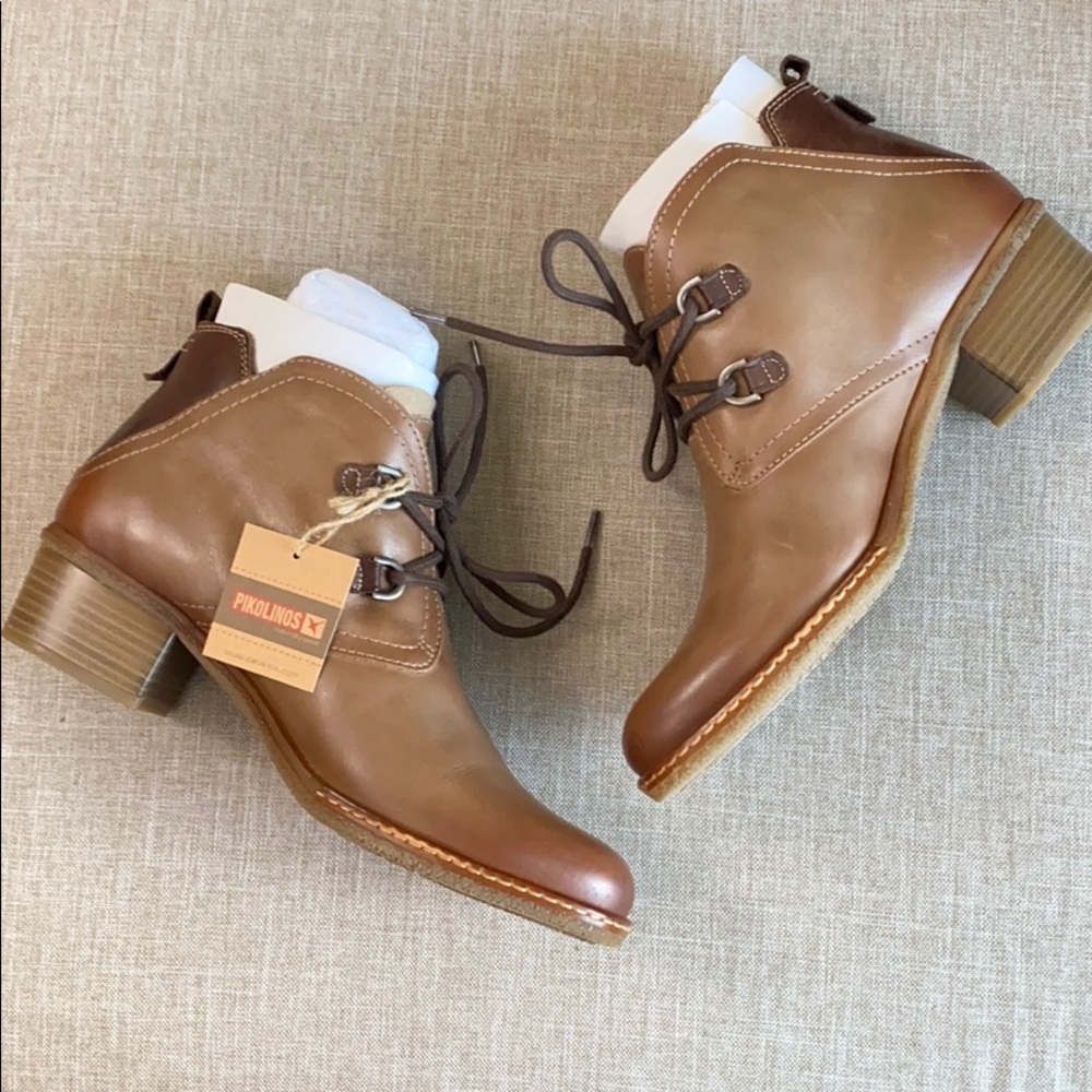 Pikolinos Leather Lace-Up Siena Ankle Boots - Picture 5 of 7